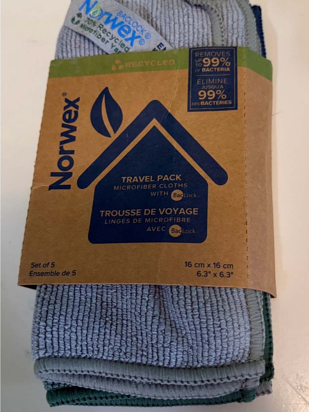 Norwex Travel Pack (4) Microfiber Cloths - Light Gray & Green